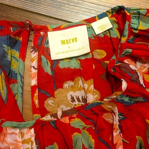 Anthropologie Maeve boho red floral size small - Picture 4 of 7
